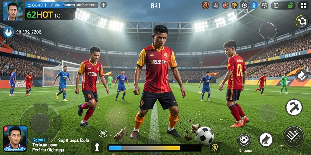 Tampilan menarik gameplay sepak bola di 62HOT.