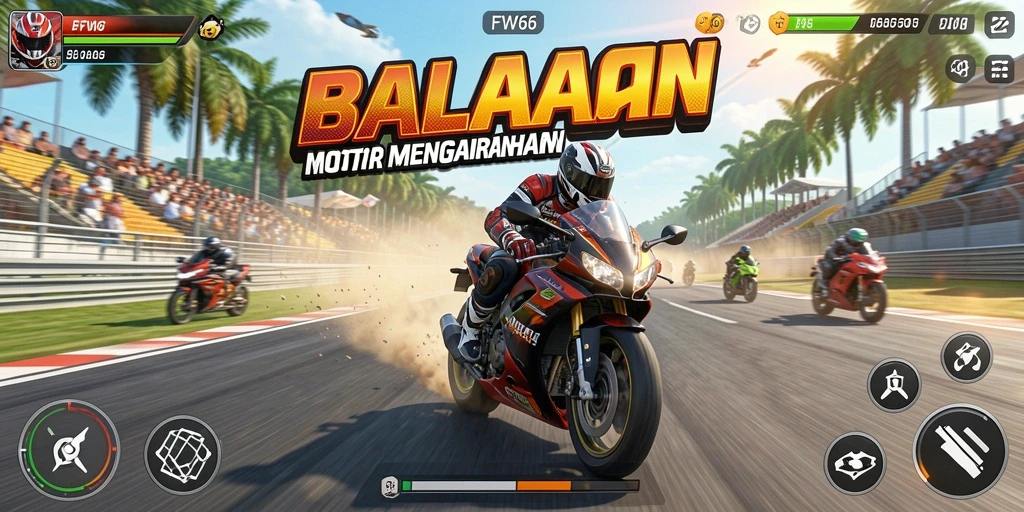 Screenshot menunjukkan keseruan balapan motor di FW66 dengan grafis yang memukau.