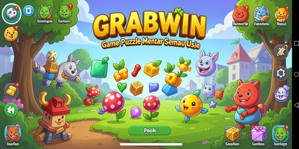 Screenshot dari gameplay GRABWIN menampilkan tantangan Puzzle yang seru.