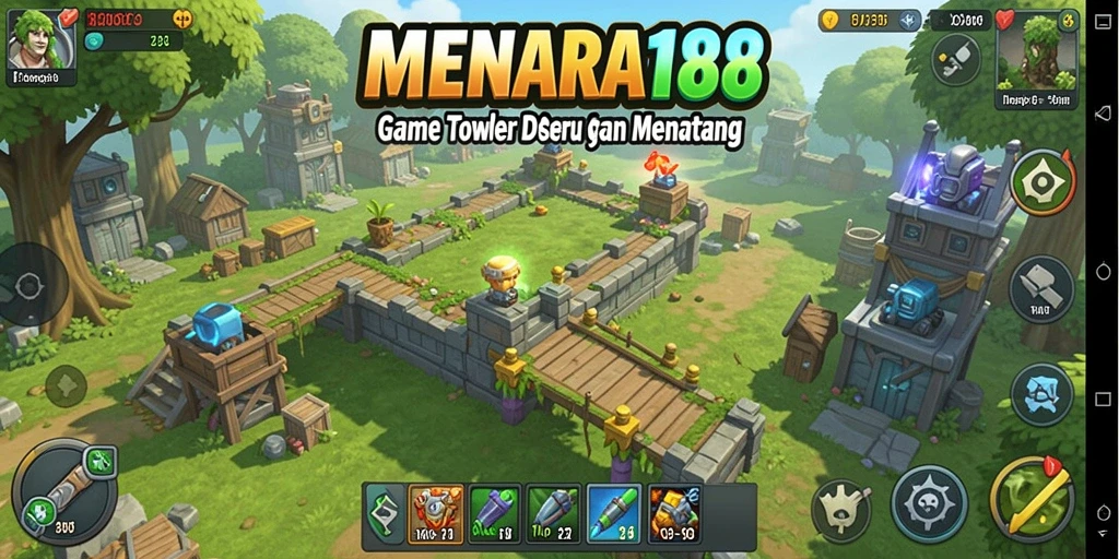 Tampilan gameplay <strong>MENARA188</strong> yang menarik dalam genre Tower Defense.