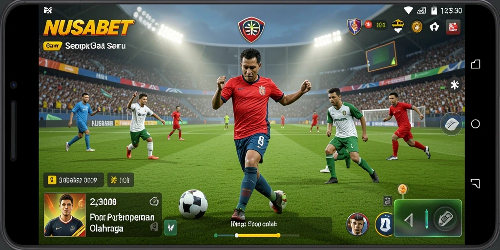 Tangkapan layar NUSABET menampilkan aksi pertandingan sepak bola yang seru.
