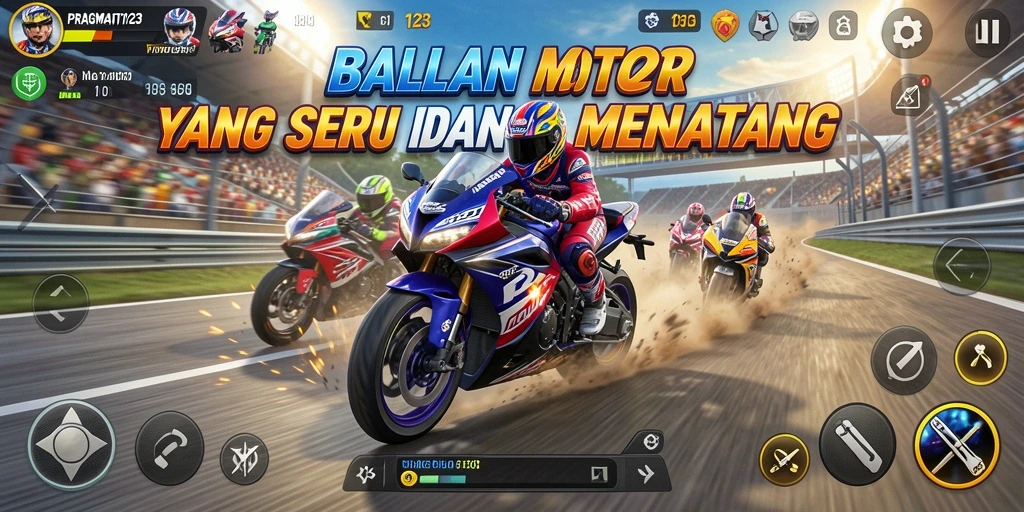 Gameplay seru balap motor dalam PRAGMATIC123 yang memukau.