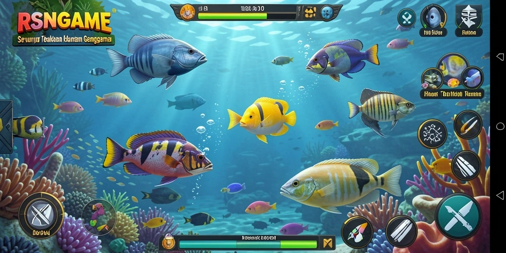 Screenshot gameplay RSNGAME menampilkan aksi menembak ikan yang seru.