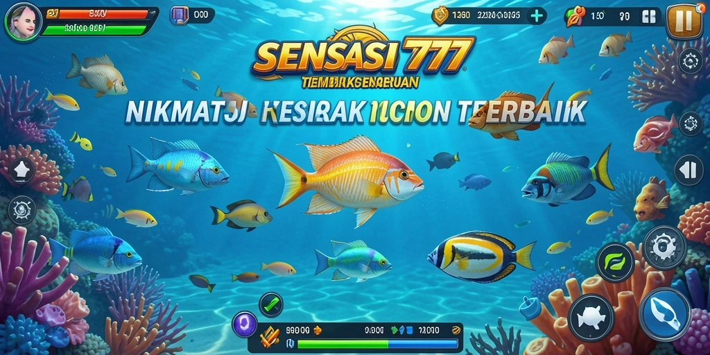Tampilan gameplay seru dalam SENSASI777 saat berburu ikan.