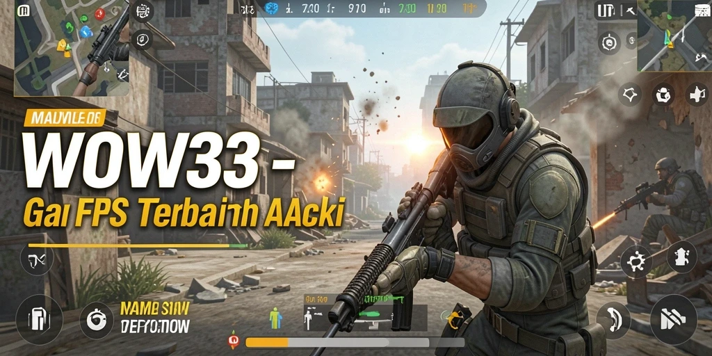 Tangkapan layar WOW33 menampilkan pertandingan FPS yang intens dan seru.